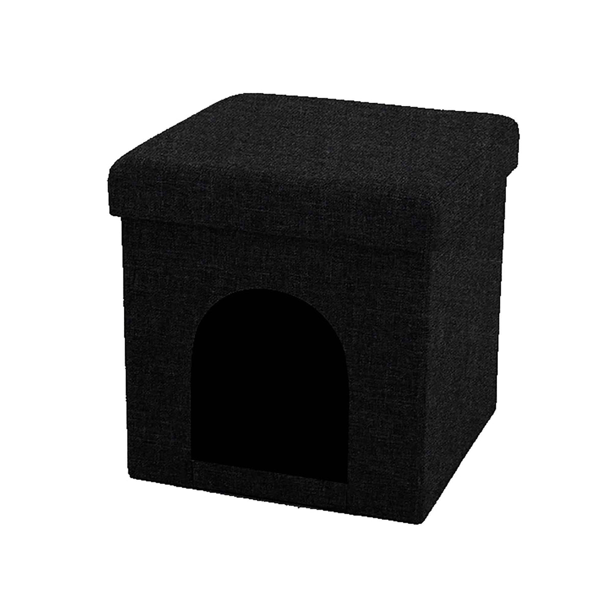 Pouf pliable avec lit pour animal intégré de 15&quot; x 15&quot; x 15&quot;, noir 