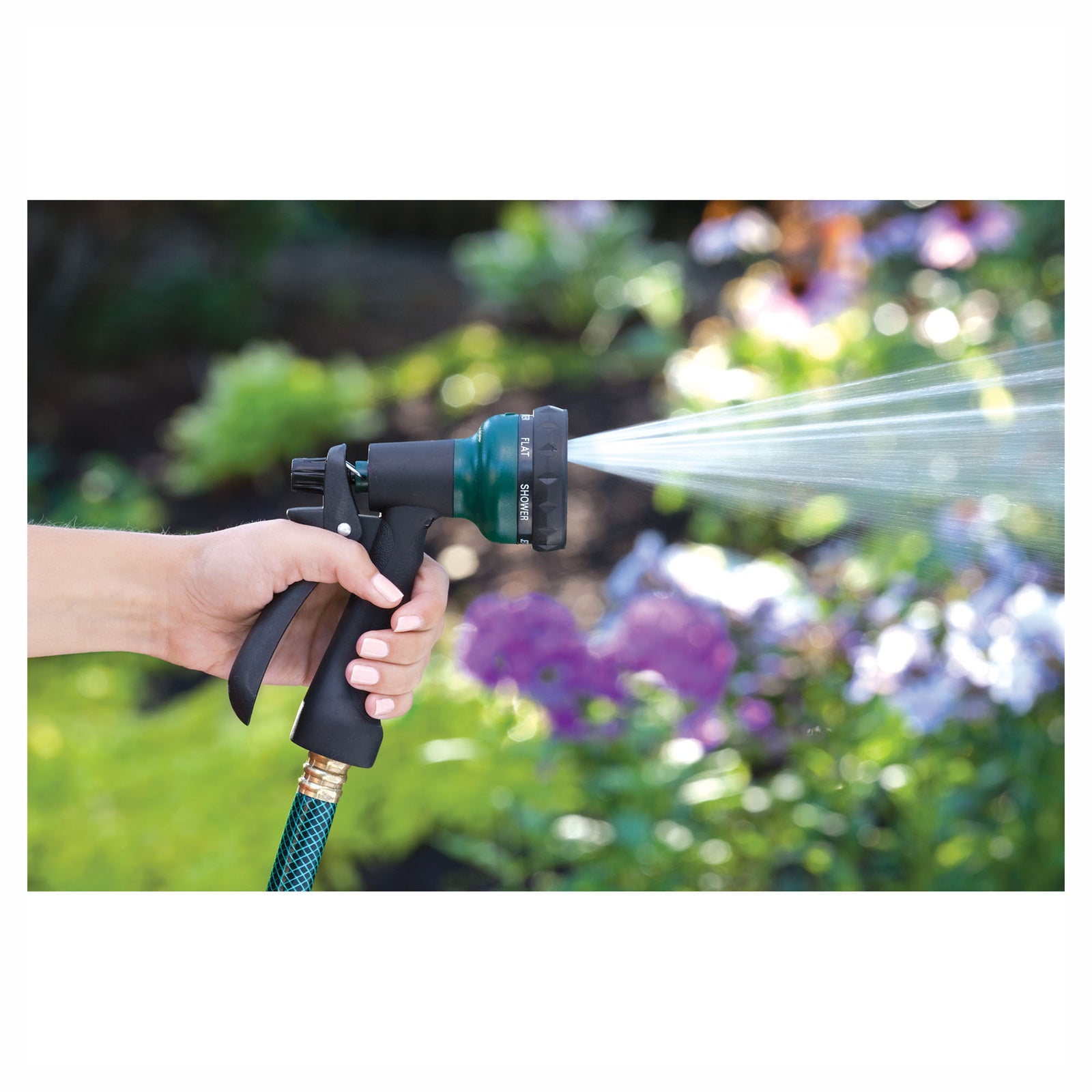 Pistolet d’arrosage en plastique à tourelle avec gâchette arrière, 7 réglages