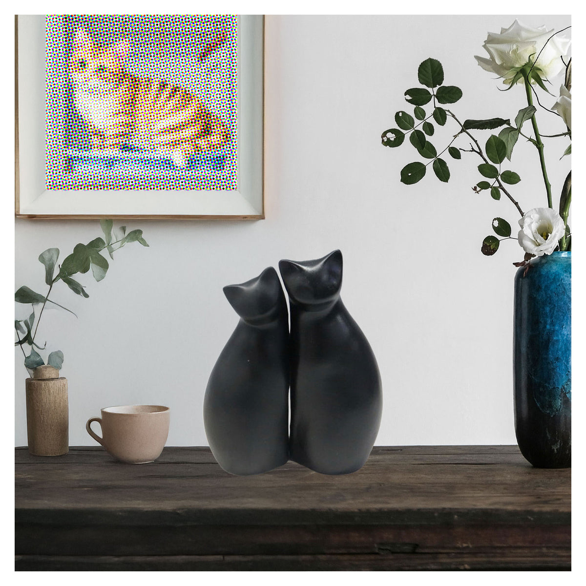 Décoration de figurines d'un couple de chats, 2 pièces