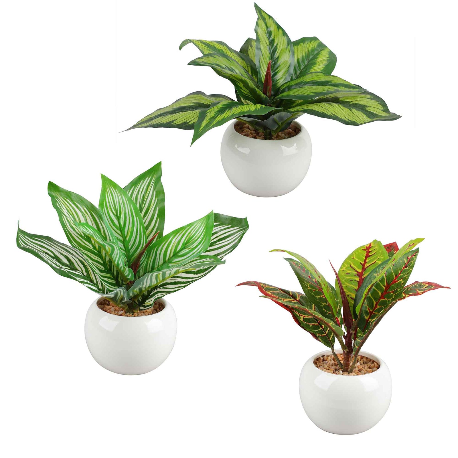Plante tropicale artificielle en pot, 4,5'' (choix entre 3 variétés)