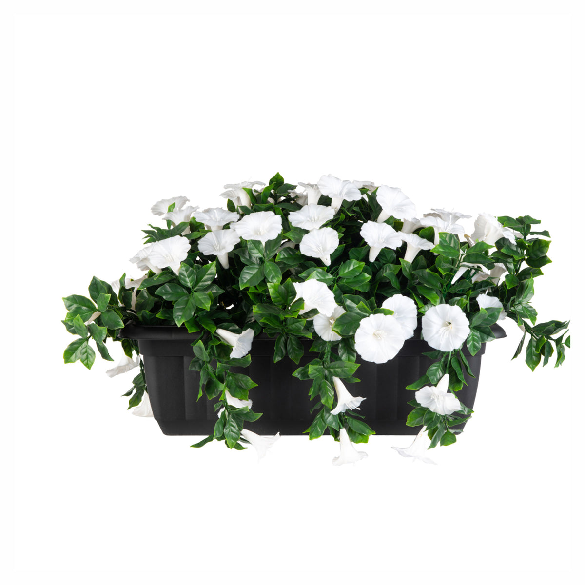 Balconnière de pétunia blanc retombant artificielle pour rampe, 21,65" x 13" x 14,17"