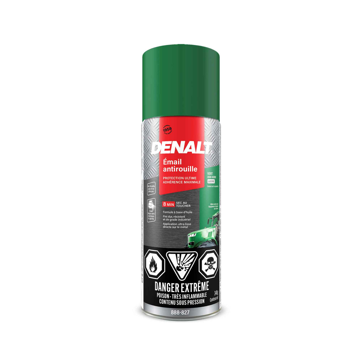 Émail antirouille en aérosol à base d’huile, 340 g (vert John Deere lustré)
