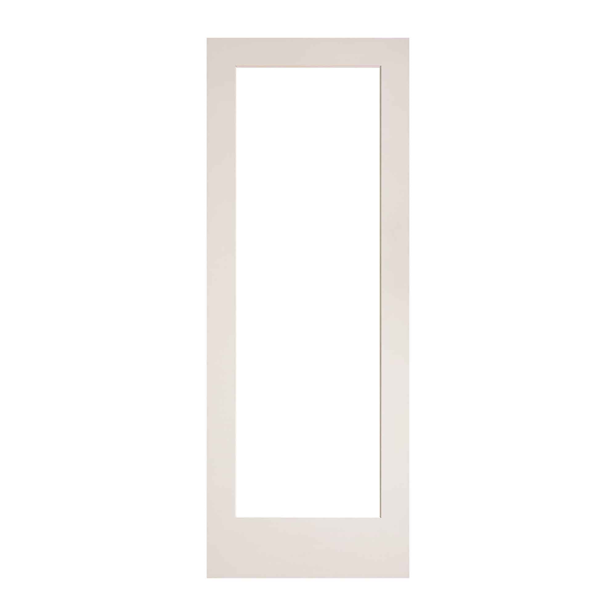 Porte Française de style Shaker à 1 verre clair avec apprêt blanc, 24'' x 80'' 