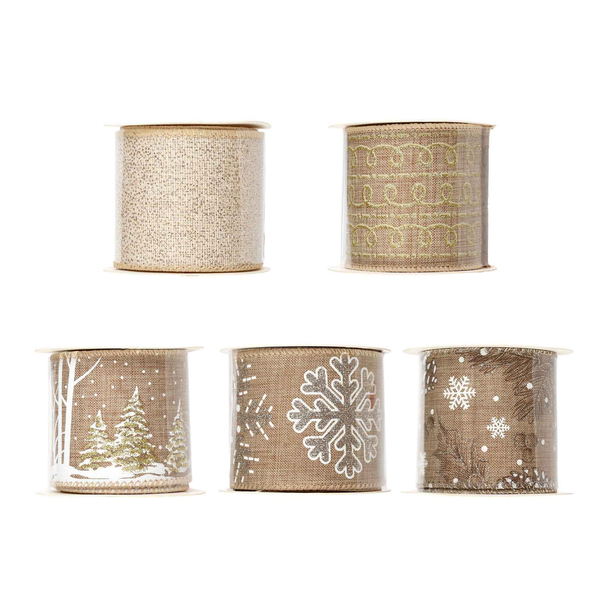 Ruban en tissu or avec rebord de fil de 2-1/2'' x 9', choix entre 5 modèles 