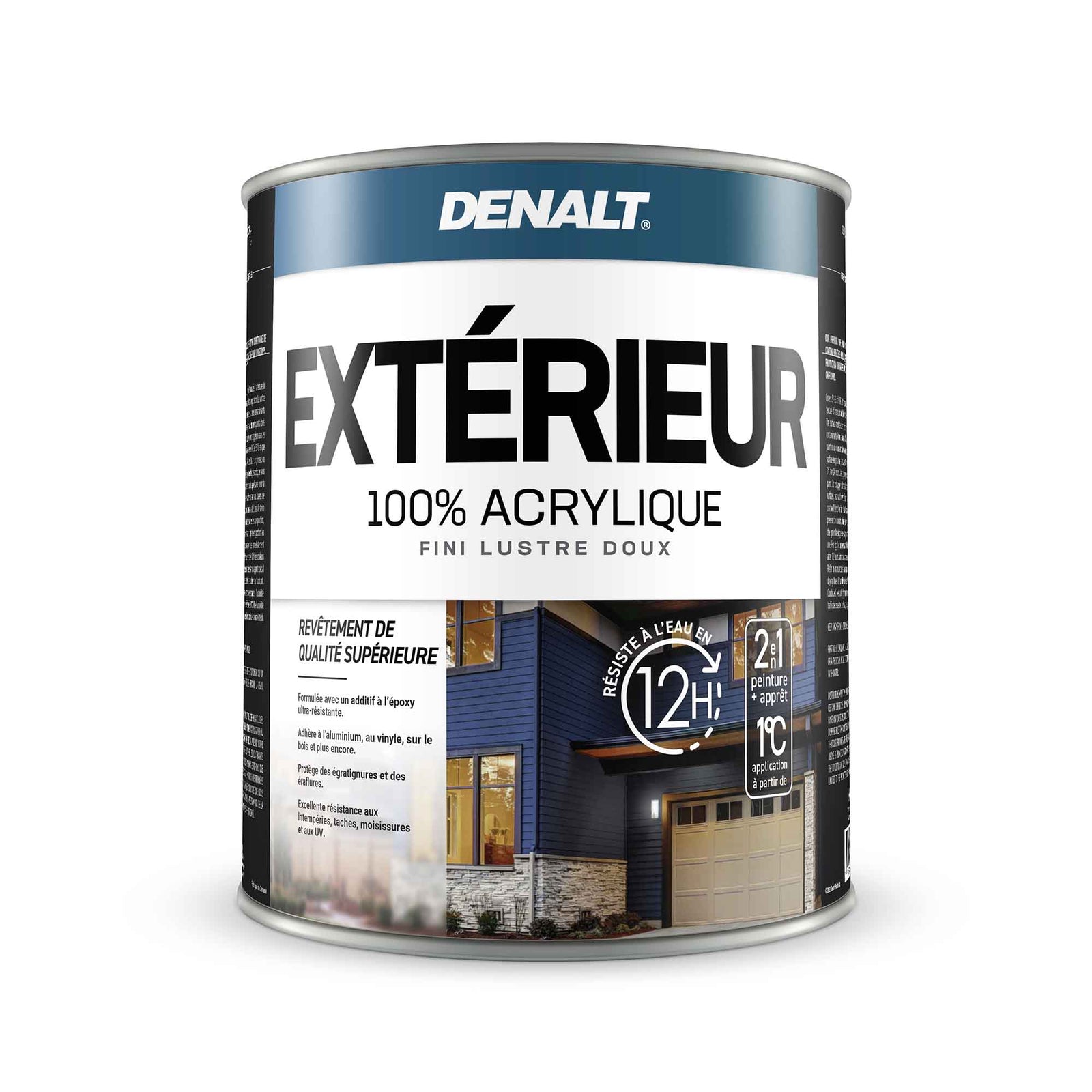 Revêtement Extérieur 100 % acrylique lustre doux blanc naturel, 927 ml