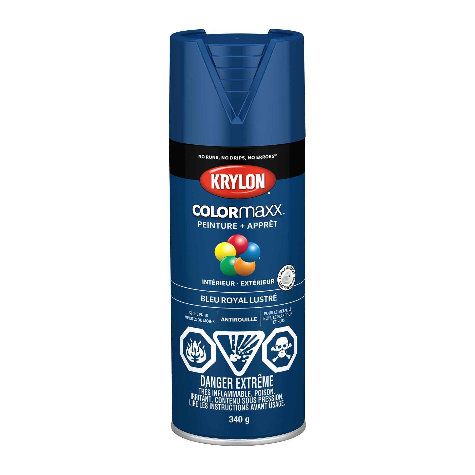 Krylon aérosol COLORMAXX peinture + apprêt bleu royal lustré, 340 g