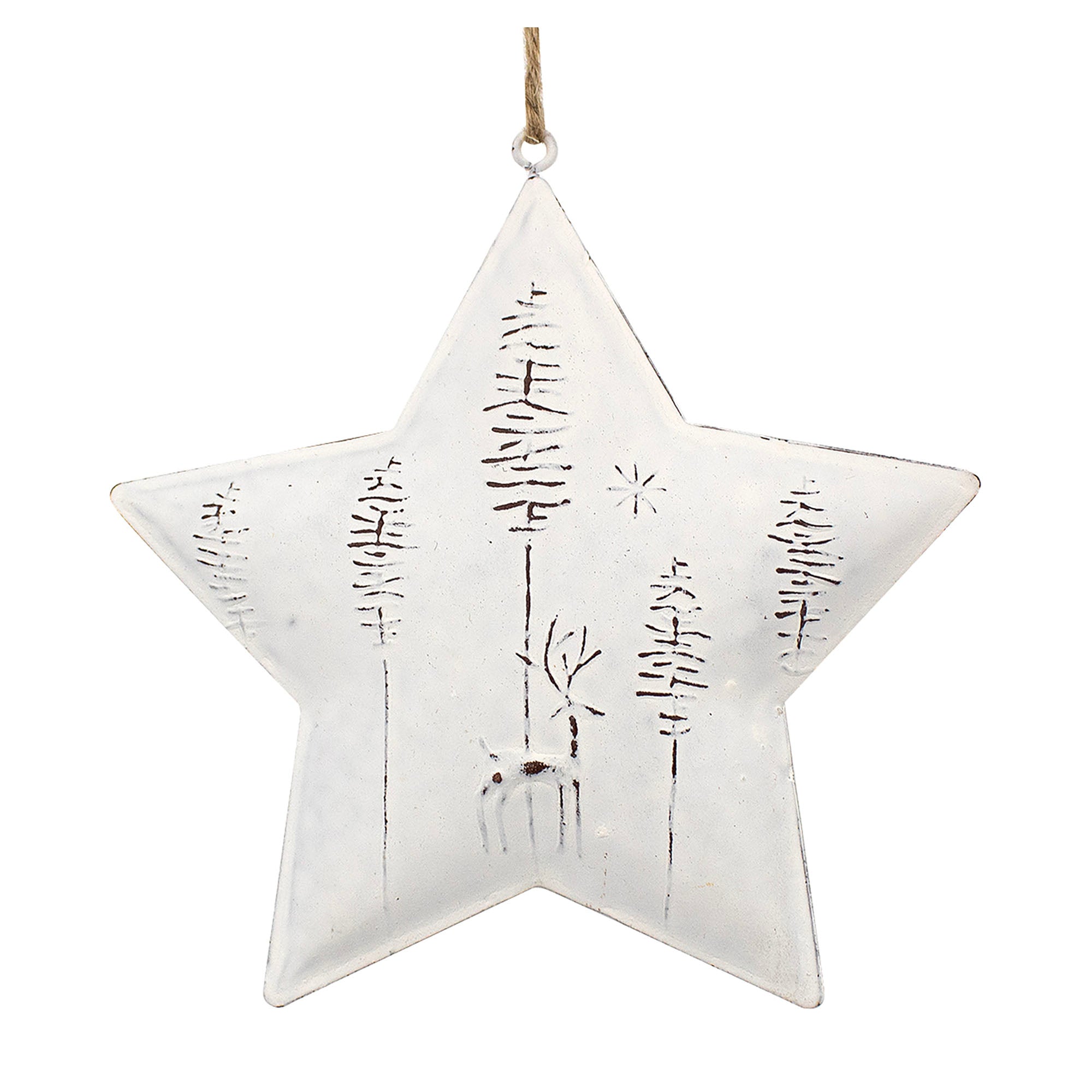Décoration d'étoile en métal blanc à suspendre, 5''