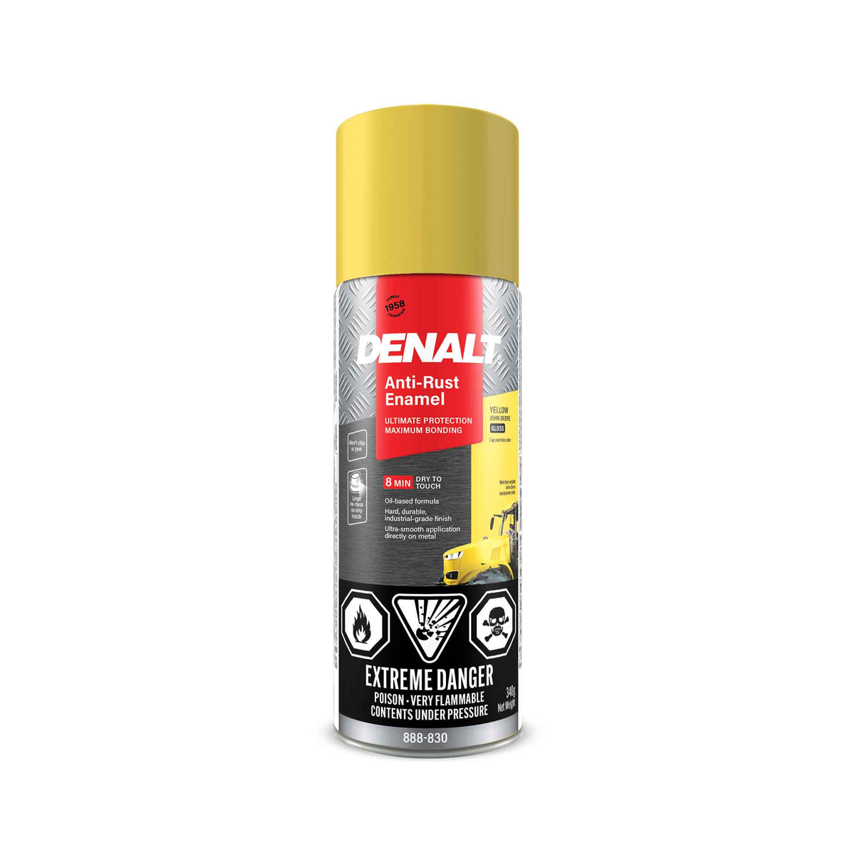 Émail antirouille en aérosol à base d’huile, 340 g (jaune John Deere lustré)