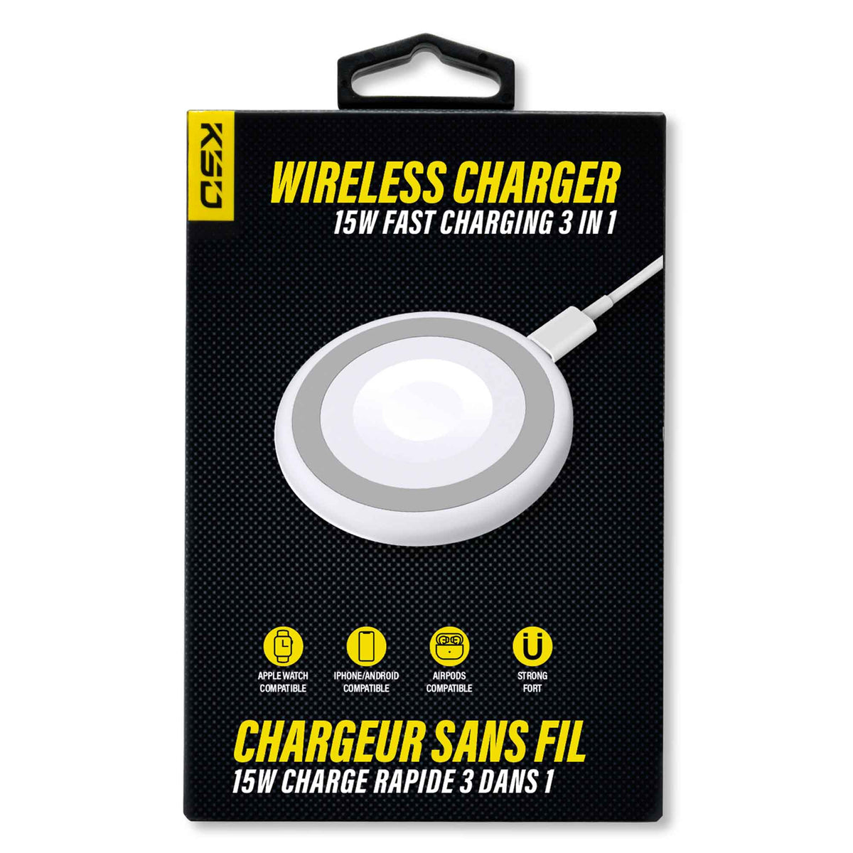 chargeur sans fil de 15 W, 3 en 1