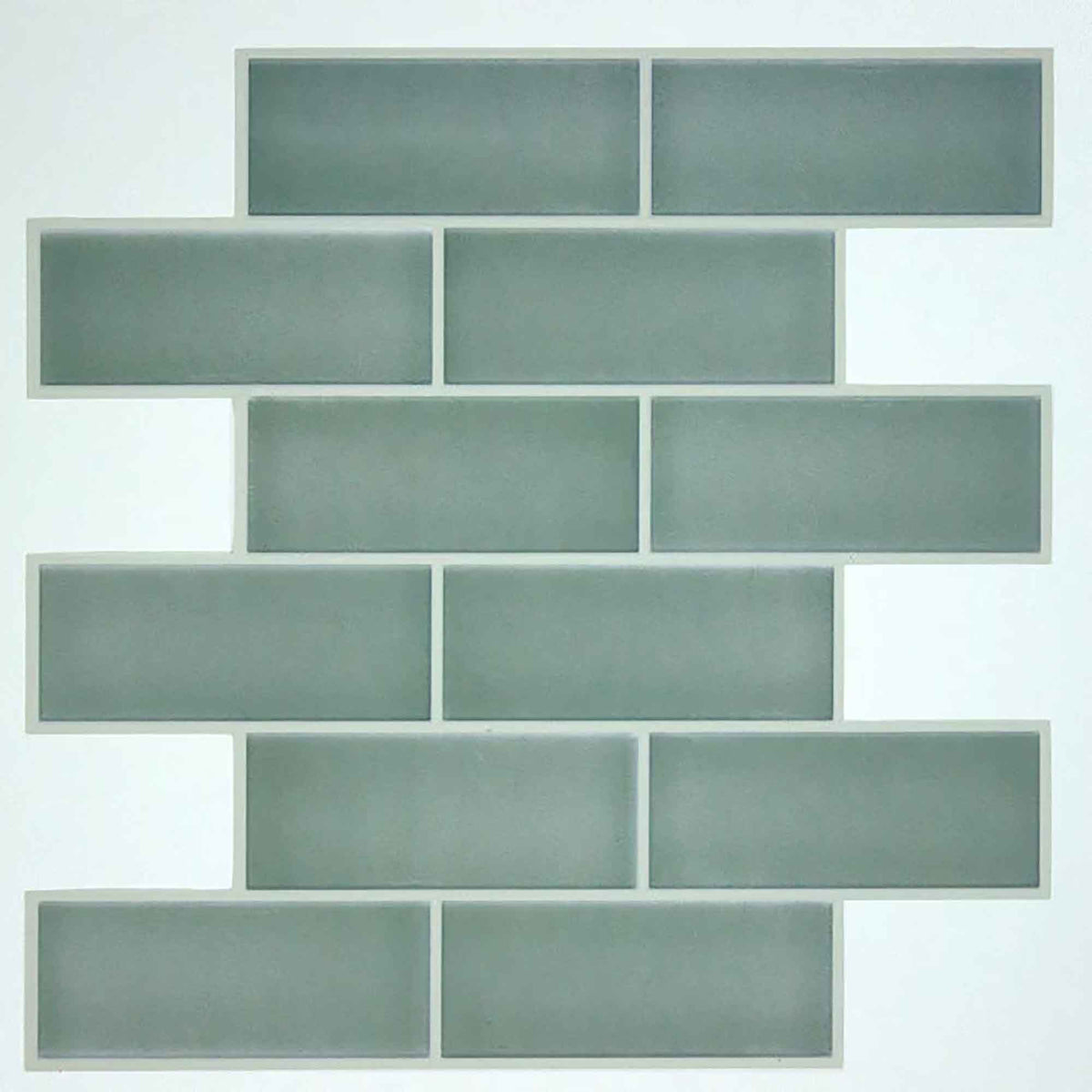 Tuile adhésive imitation céramique vert sauge, 10.5'' X 10.5'' (4 unités)
