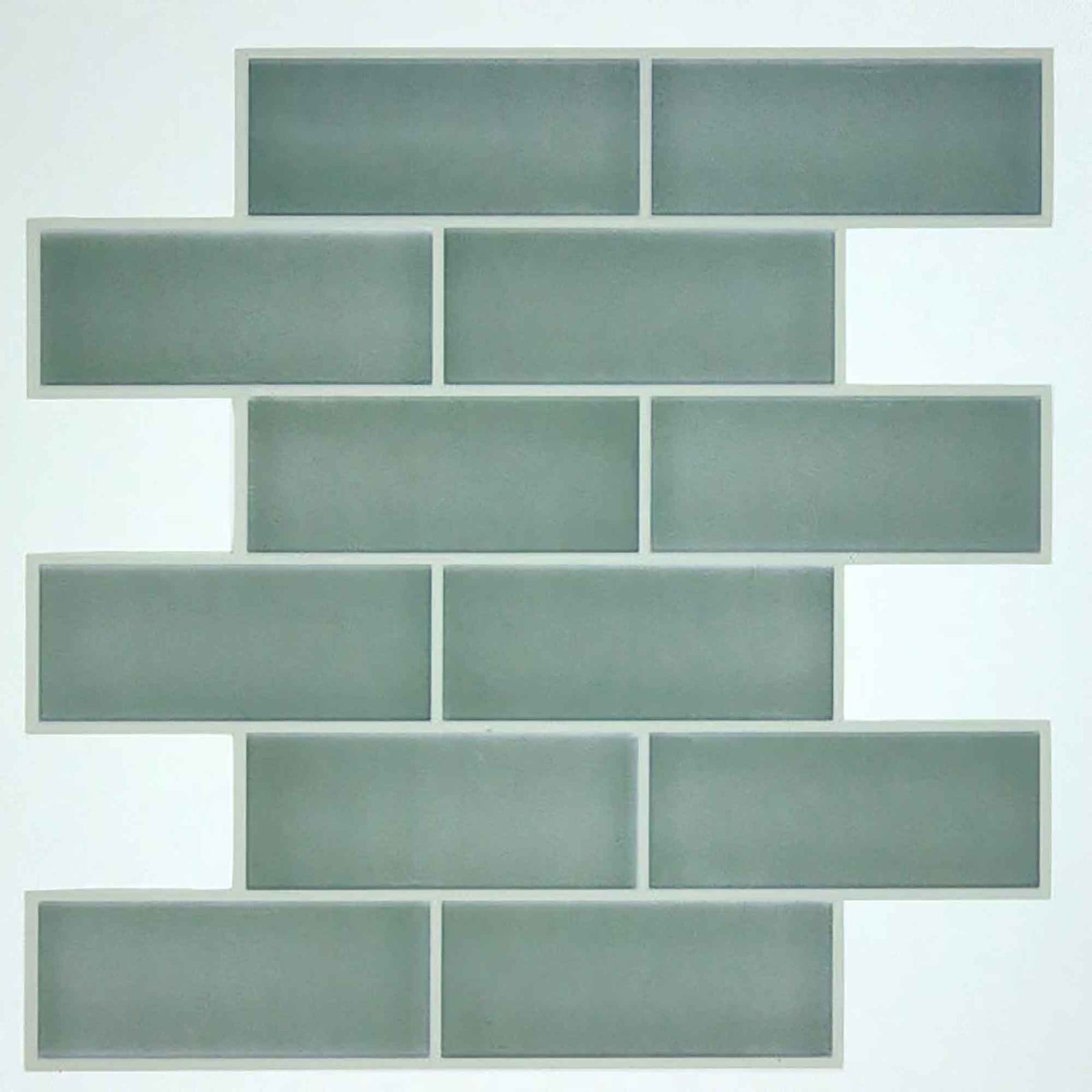 Tuile adhésive imitation céramique vert sauge, 10.5'' X 10.5'' (4 unités)