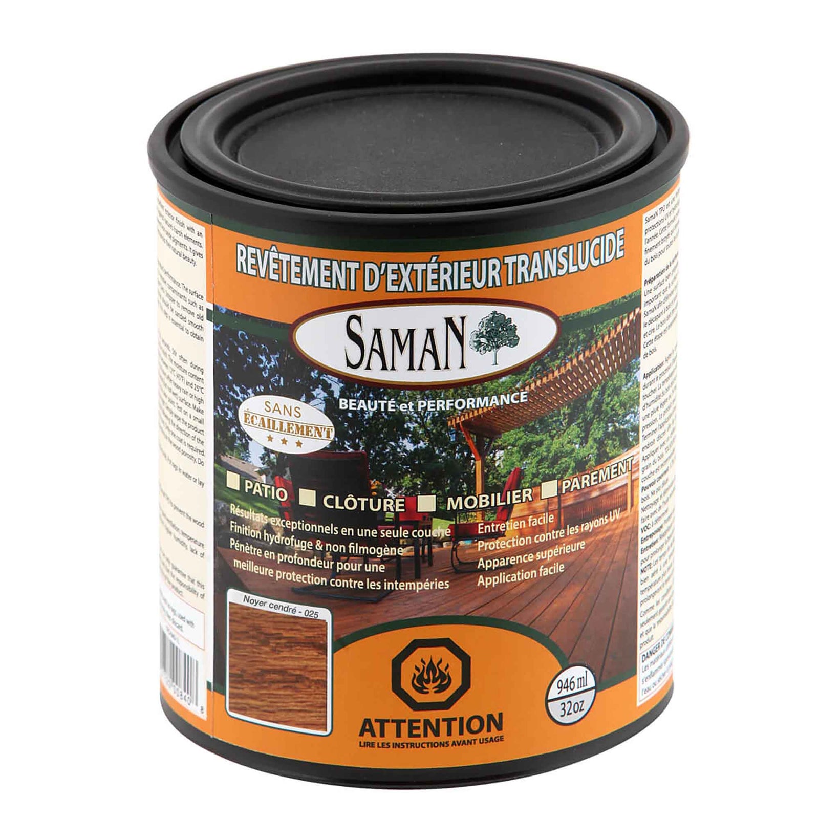Revêtement d'extérieur translucide noyer cendré, 946 ml