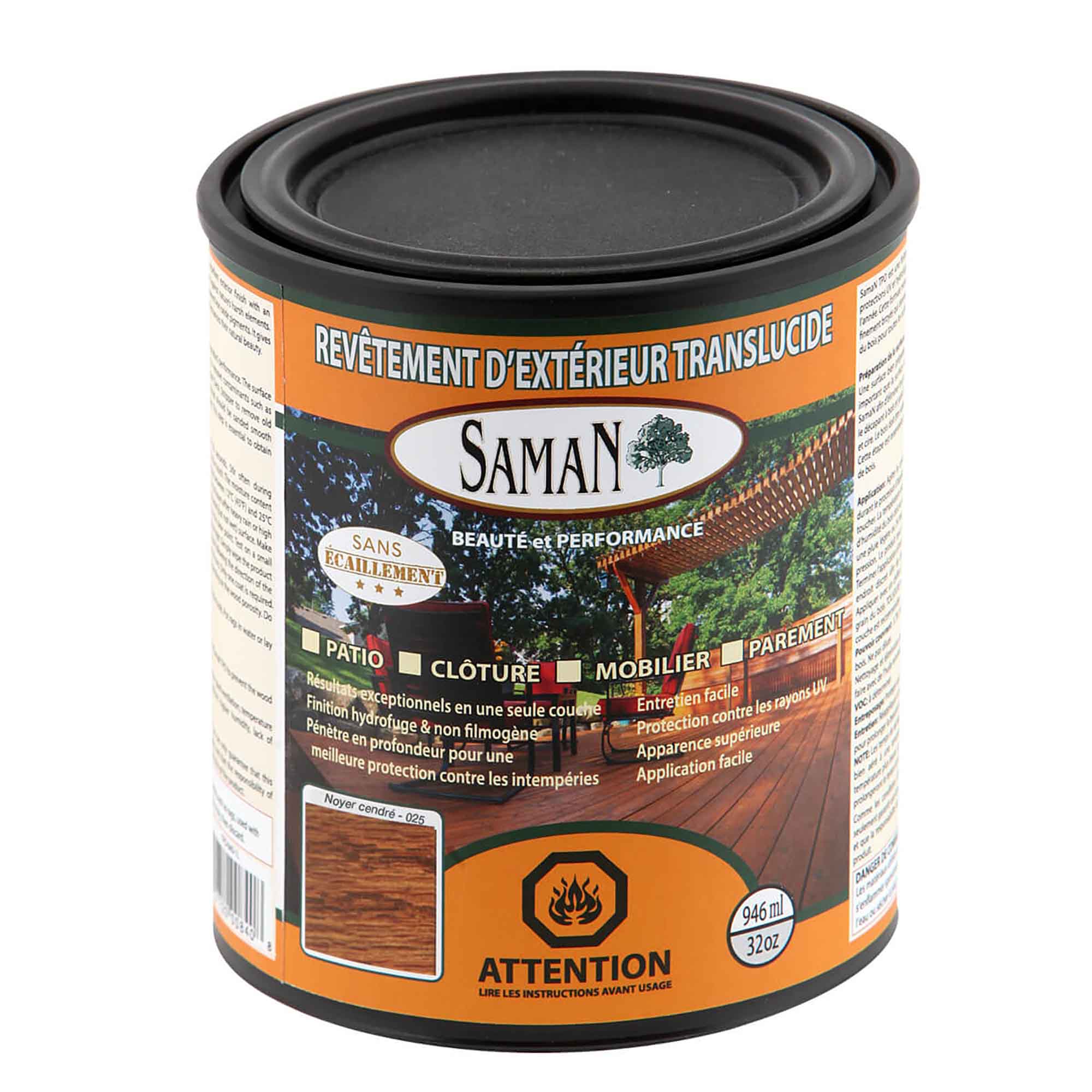 Revêtement d'extérieur translucide noyer cendré, 946 ml