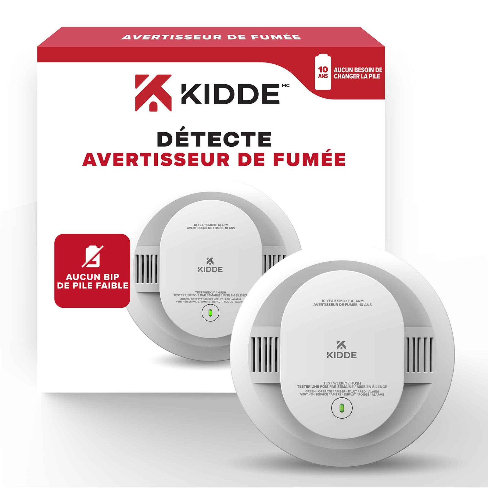Avertisseur de fumée à piles au lithium, 10 ans