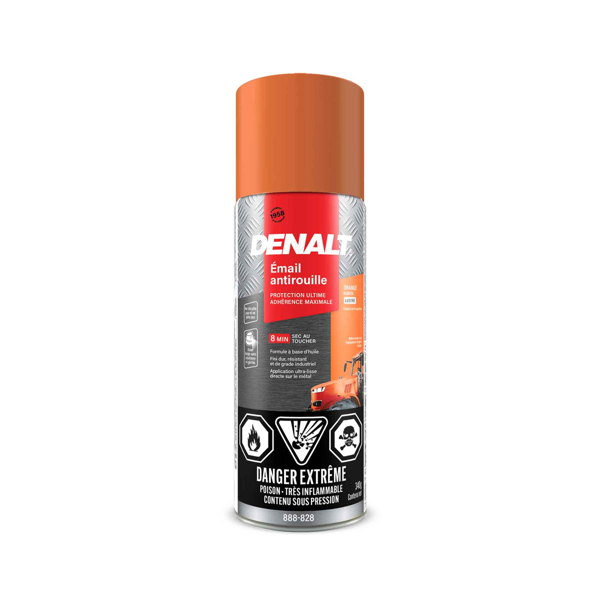 Émail antirouille en aérosol à base d’huile, 340 g (orange Kubota lustré)