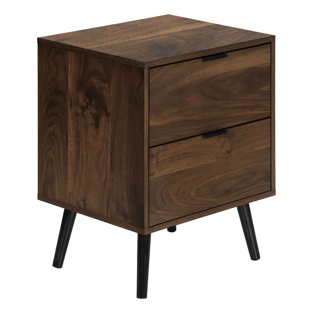 Table D'appoint en stratifié noyer foncé à 2 tiroirs, 19'' x 15,75'' x 24''