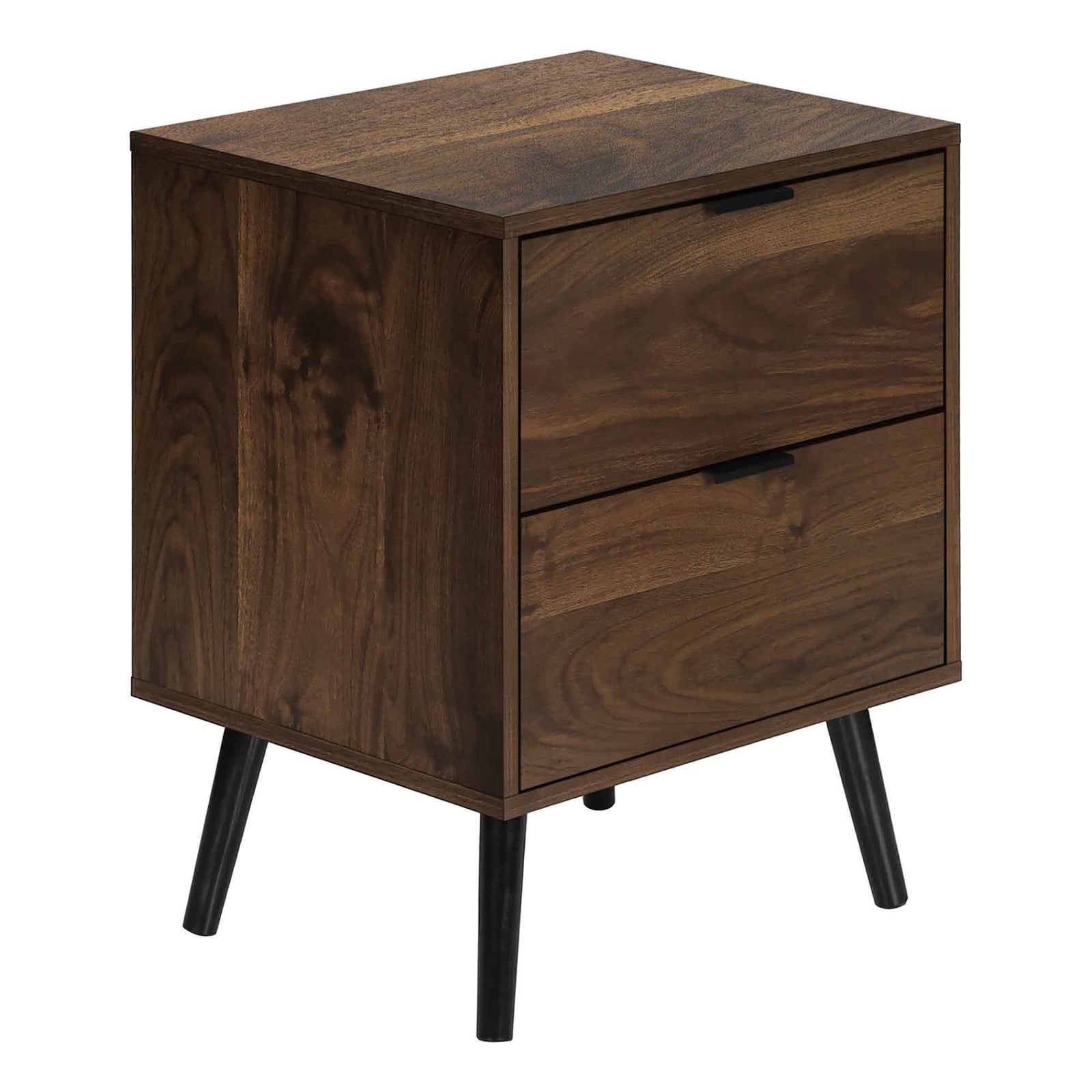 Table D'appoint en stratifié noyer foncé à 2 tiroirs, 19'' x 15,75'' x 24''