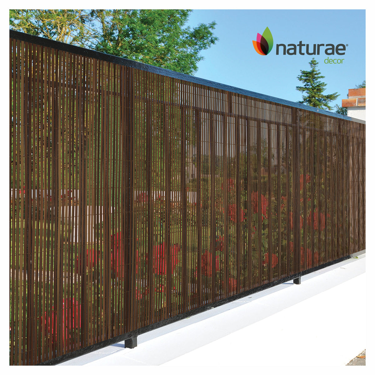 Écran d’intimité imitation bambou en PVC de 60" x 96", noyer