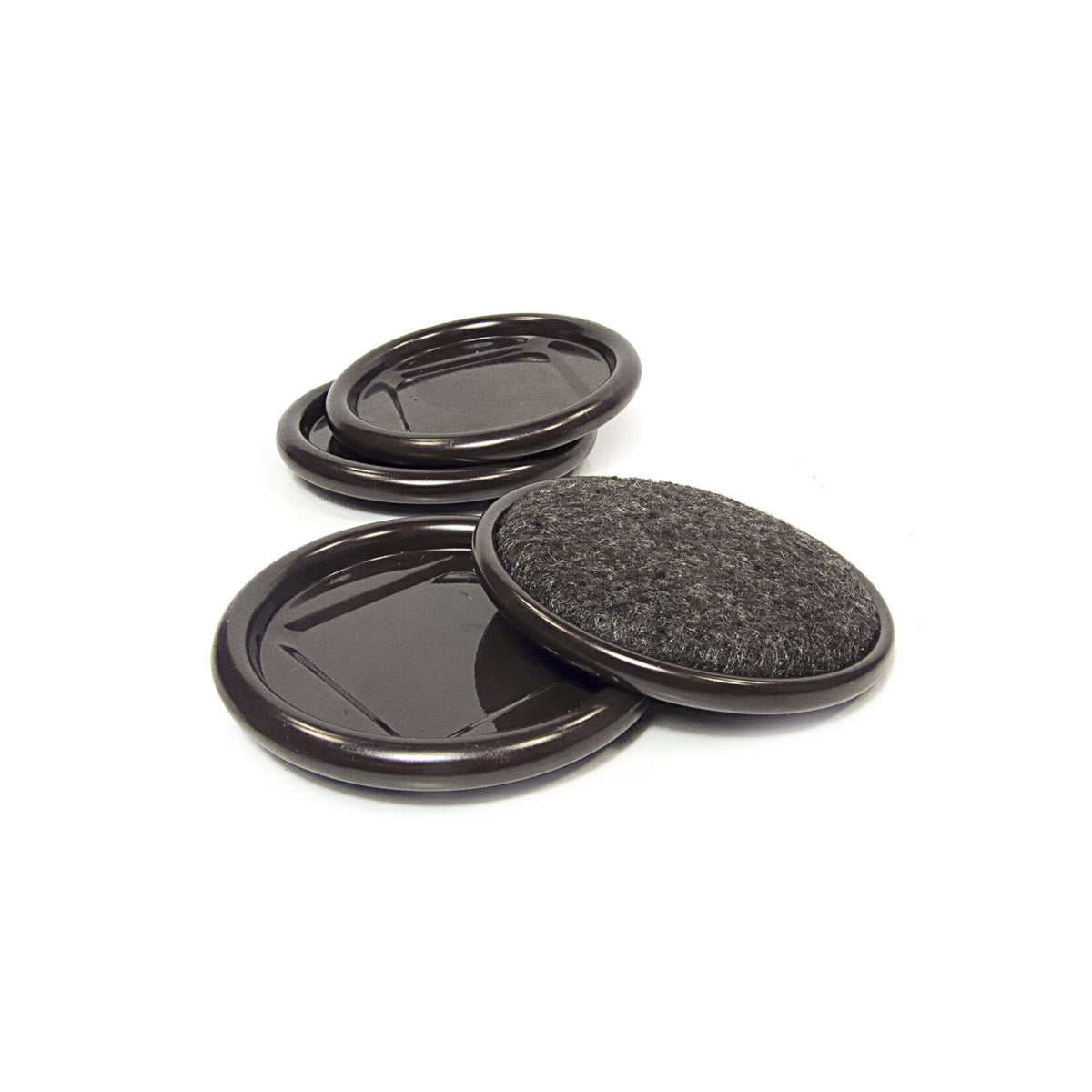 Coupelle ronde à base en feutre et à coquille en métal, 2-1/2'' DI (4 unités)