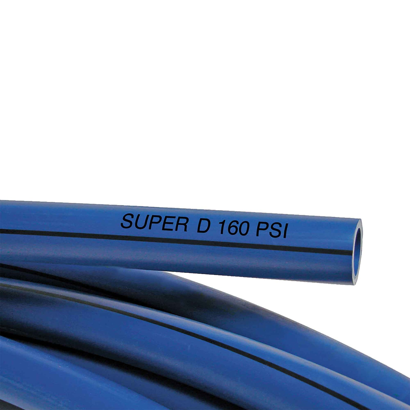 Tuyau Super D en polyéthylène bleu avec bande noire, 1" x 1 500'  