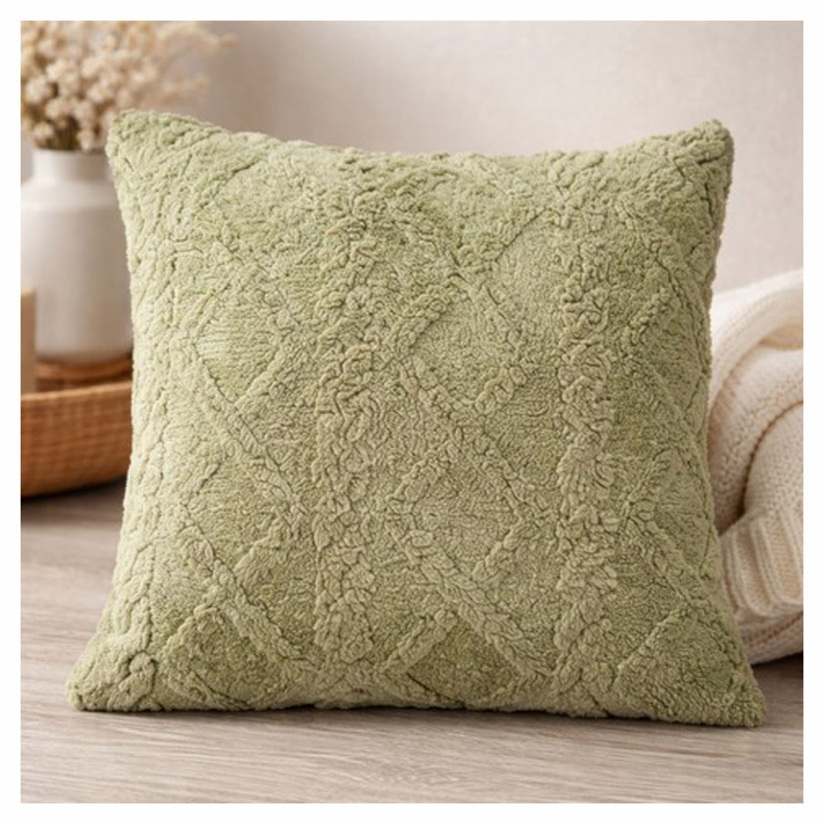 Coussin décoratif texturé, 18'' x 18'' (sauge)
