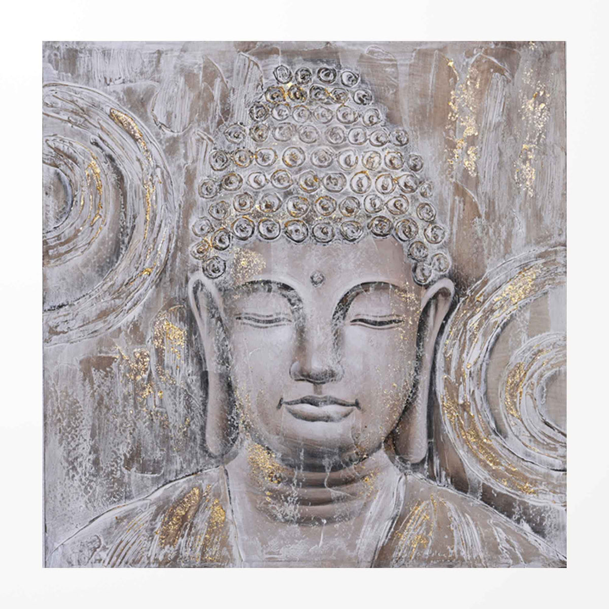 Toile texturée de Bouddha aux yeux fermés, 31-1/2&#39;&#39; x 31-1/2&#39;&#39;