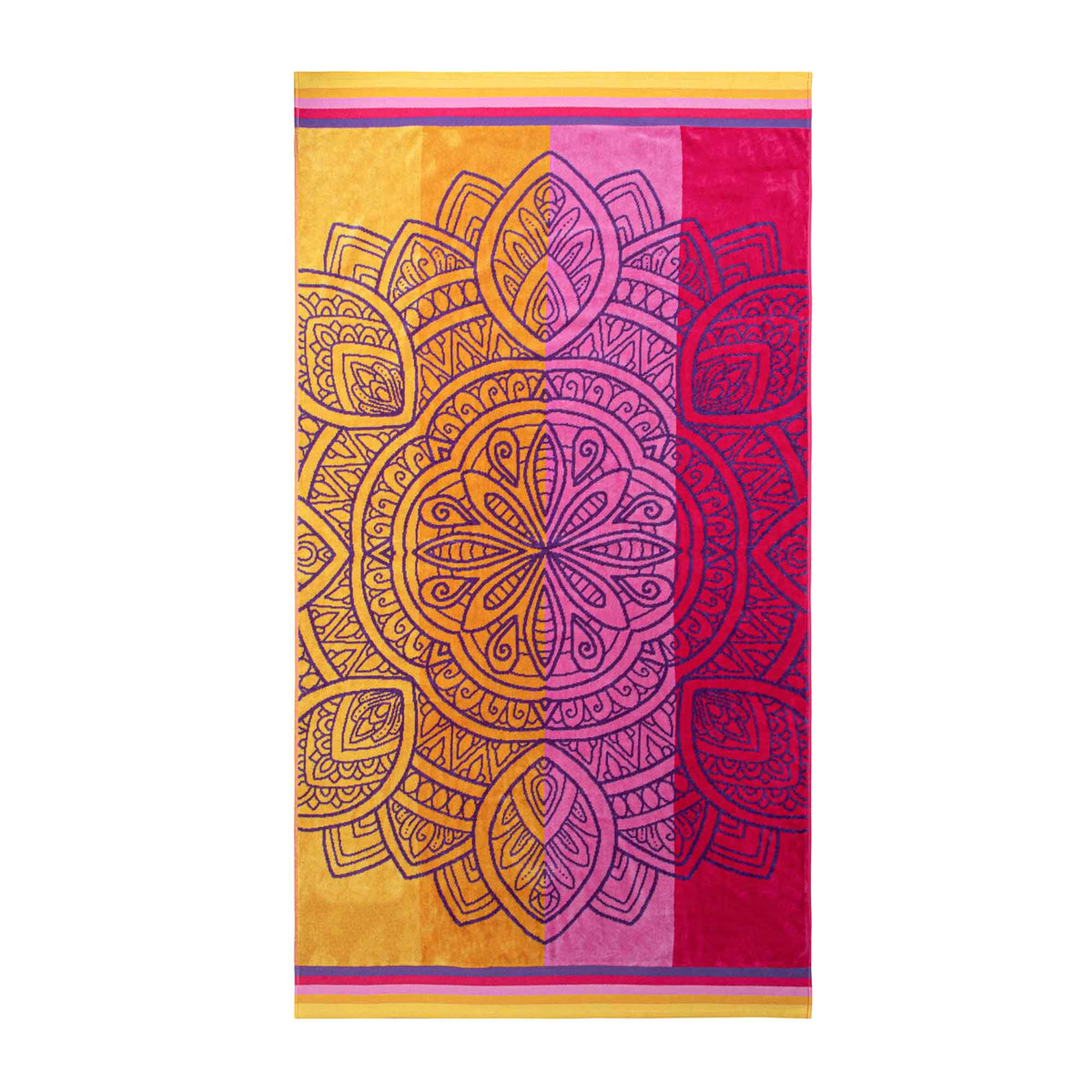 Serviette de plage en jacquard de velours de coton avec un imprimé de mandala, 62&quot; x 32&quot;