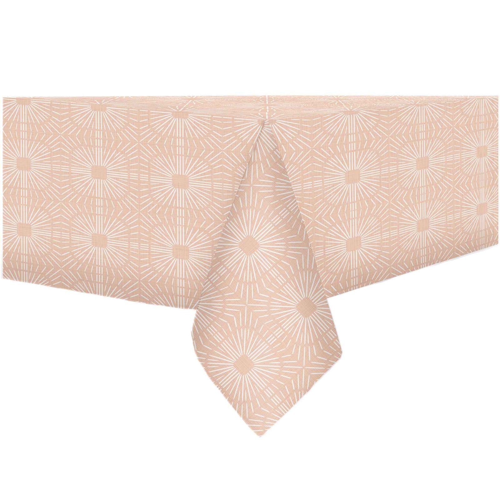 Nappe texturée imprimée et tissée, motif géométrique pêche (52'' x 70'')