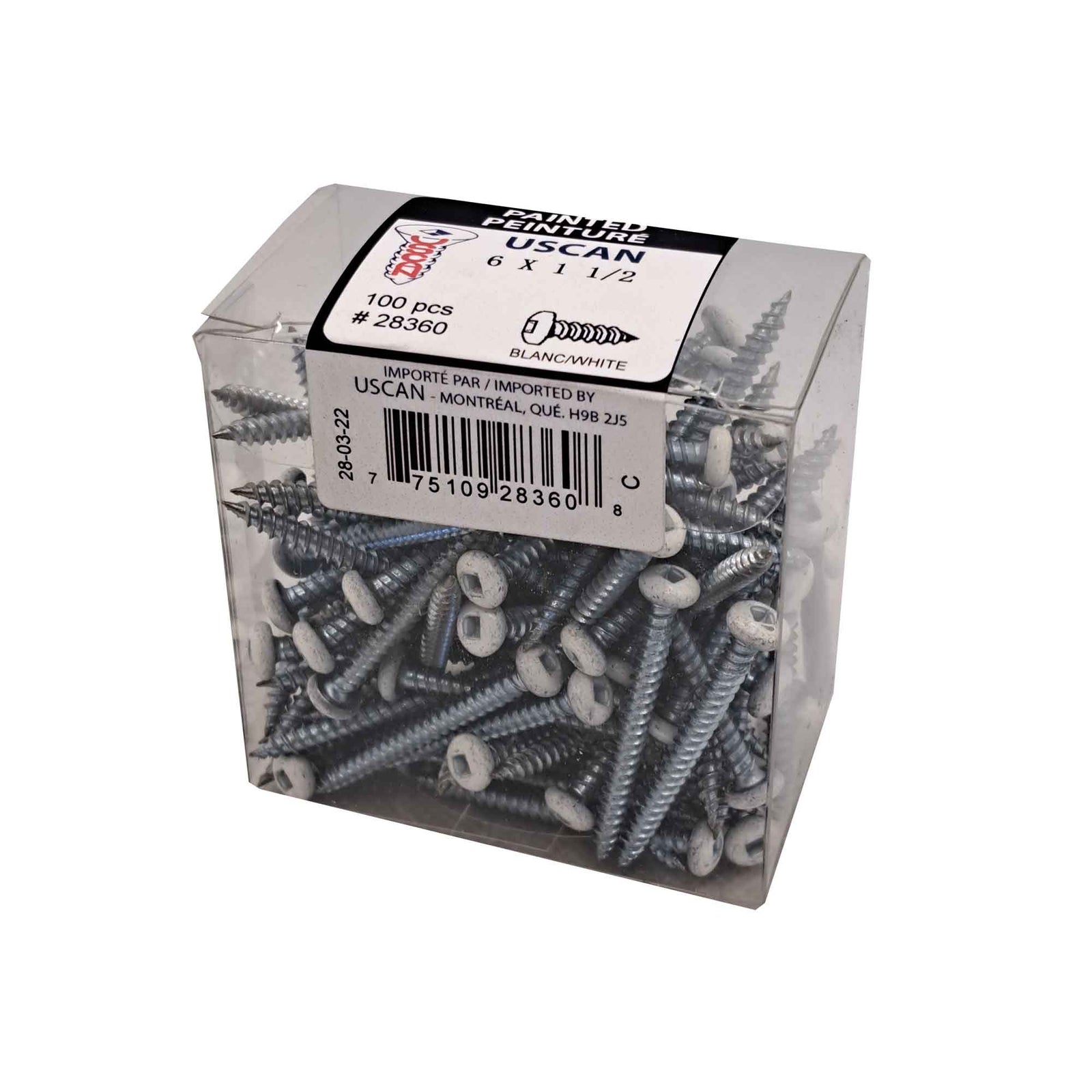 Vis pour métal à tête ronde de couleur blanche, #6 x 1-1/2" (100 unités)