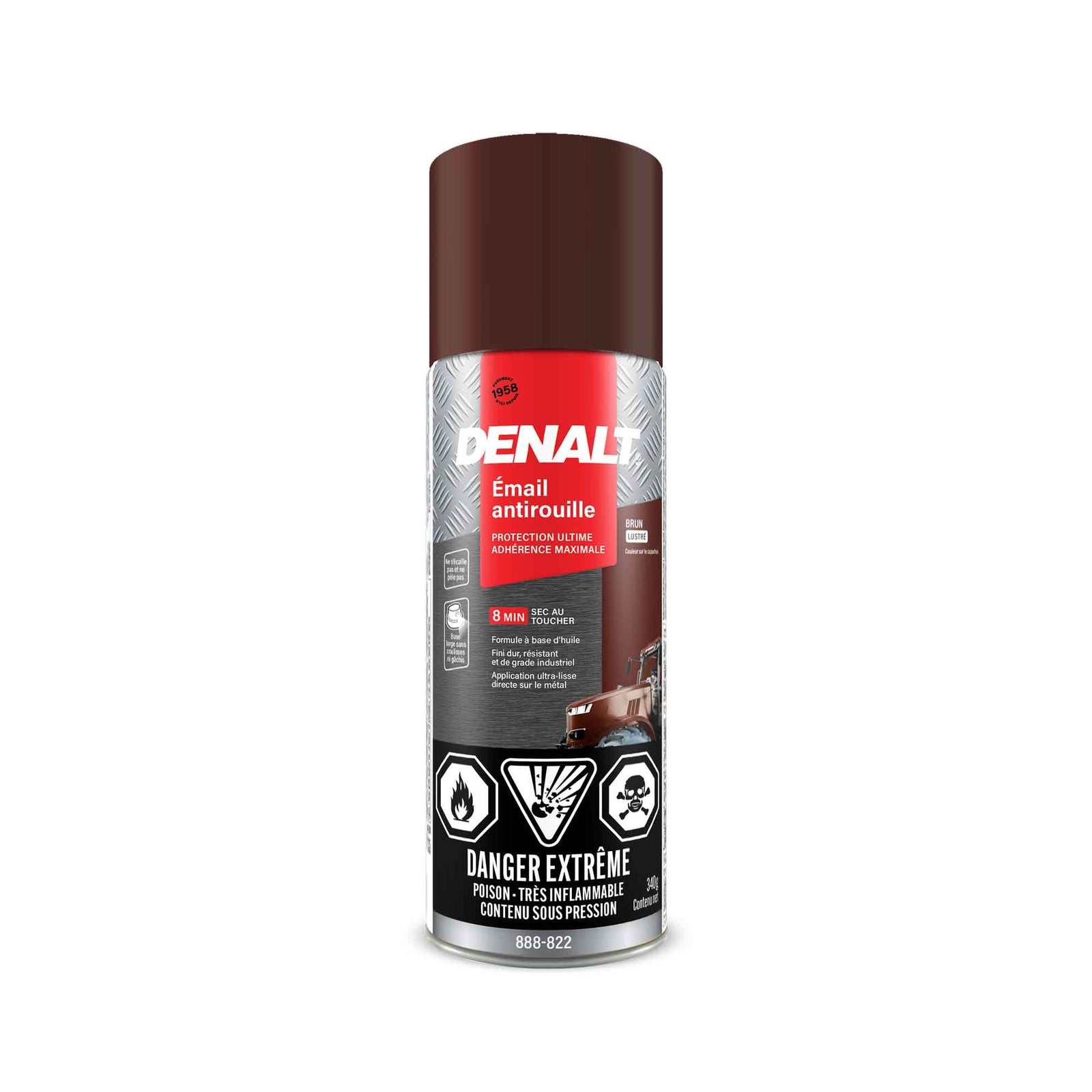 Émail antirouille en aérosol à base d’huile, 340 g (brun lustré)