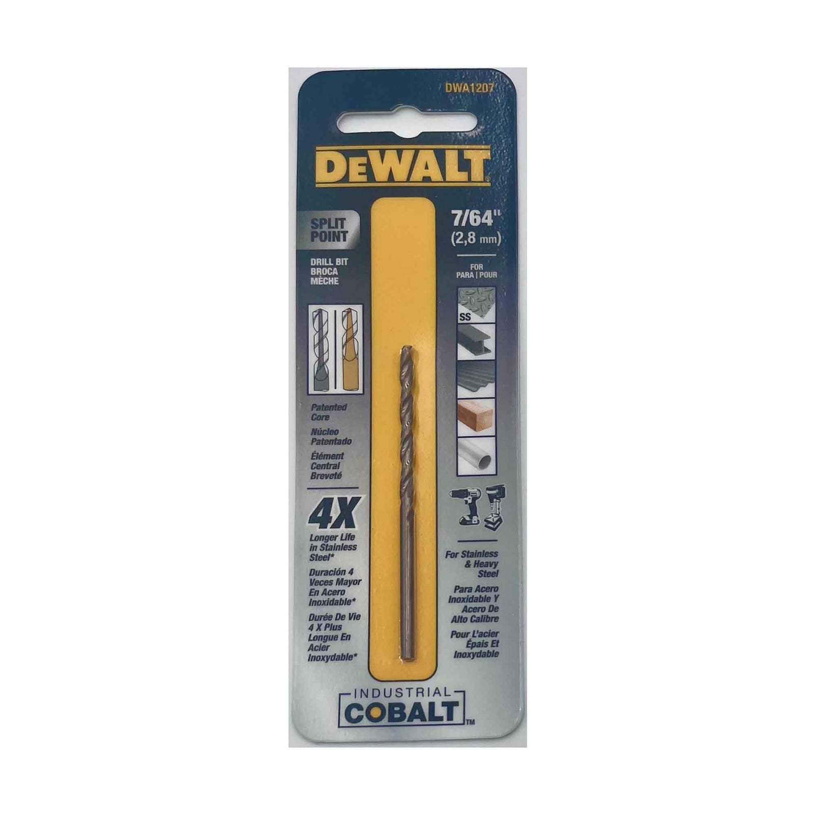 Mèche industrielle en acier allié cobalt avec Pilot Point, 7/64"