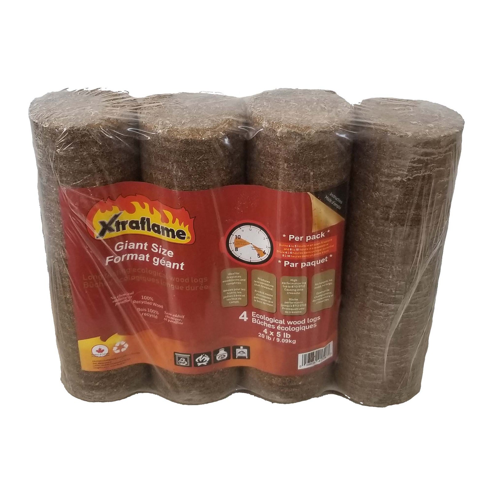 Bûche écologique 4 x 5 lb Xtraflame (format géant)    