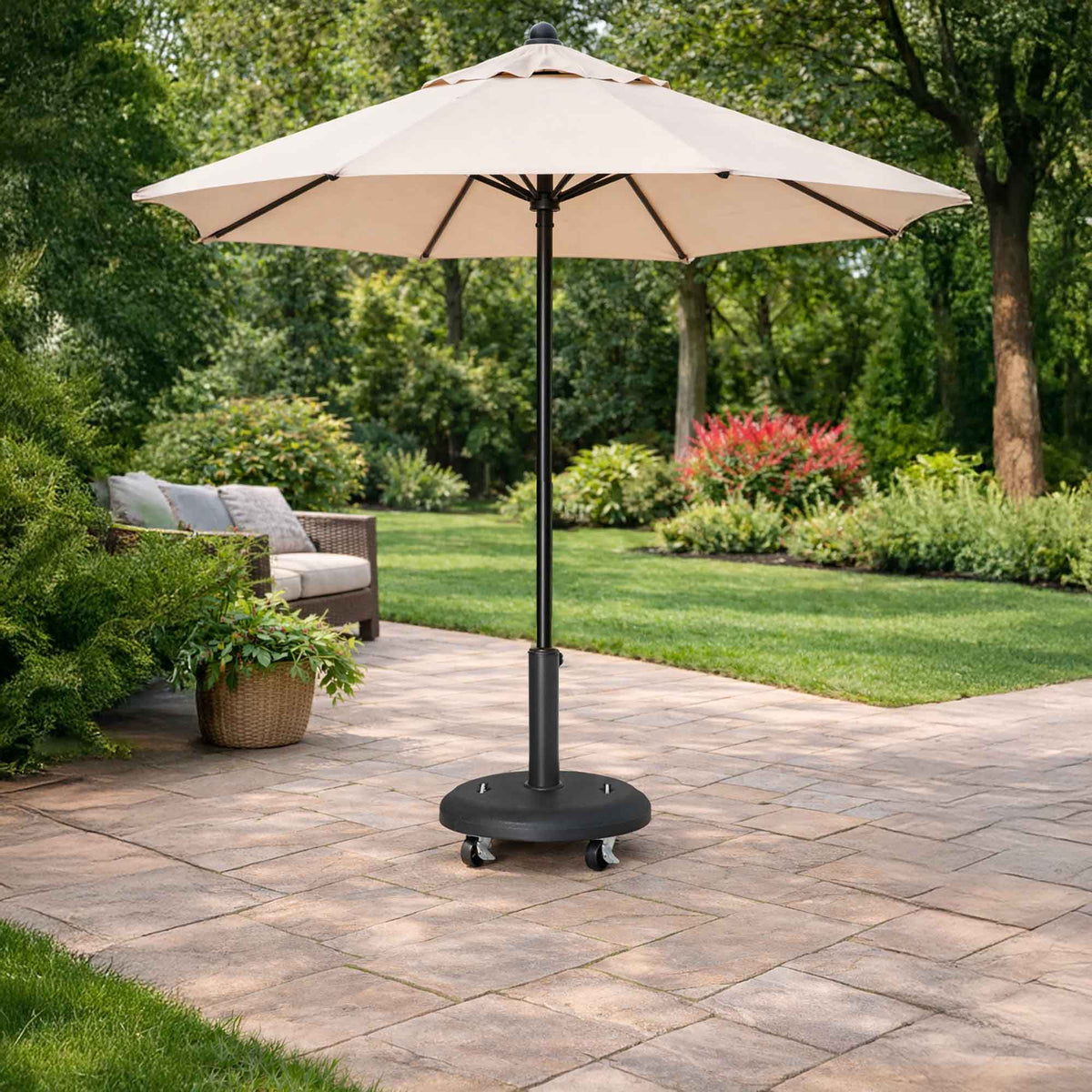 Base ronde robuste pour parasol sur roulettes, 25 kg