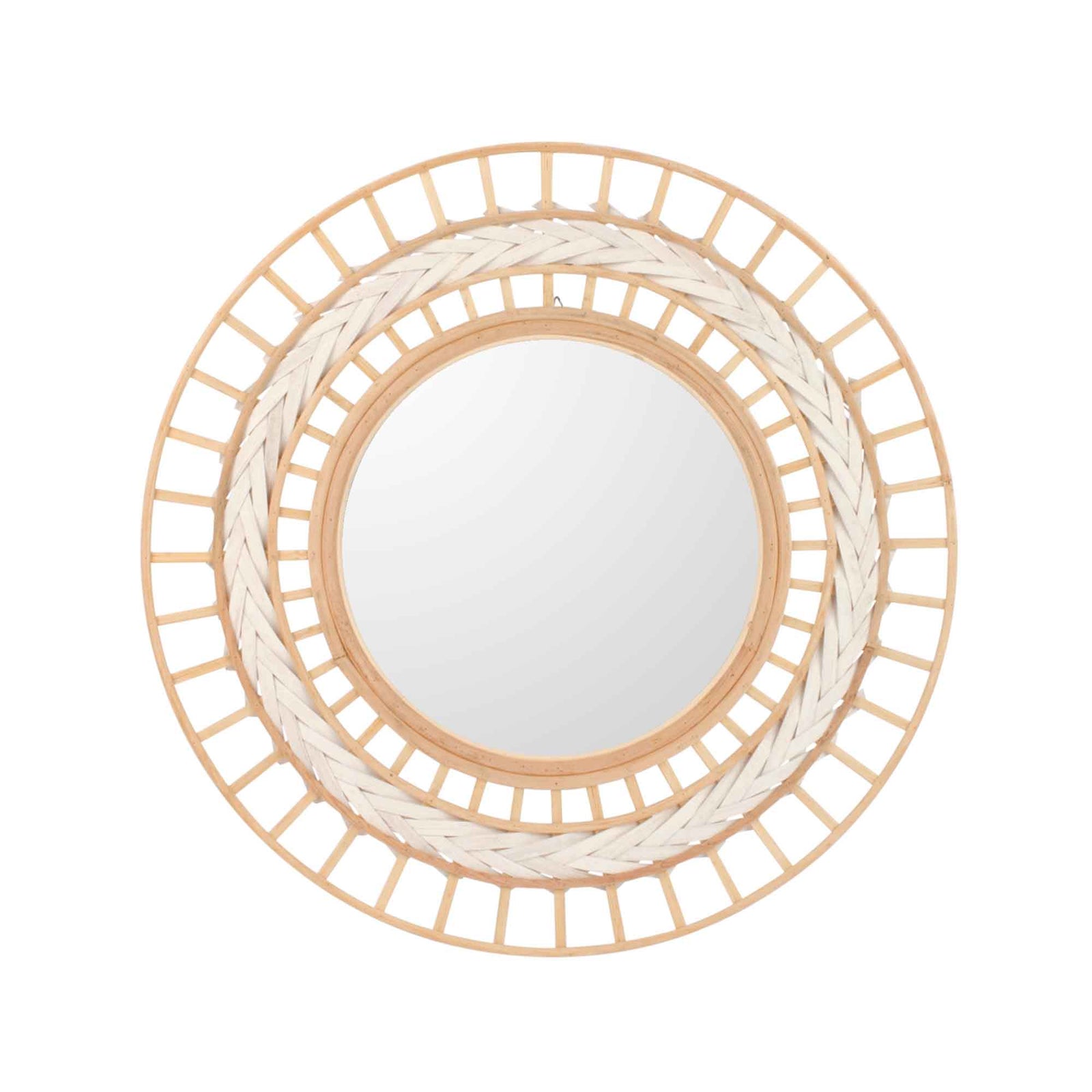 Miroir en bambou blanc et naturel, 18" x 3/4"  