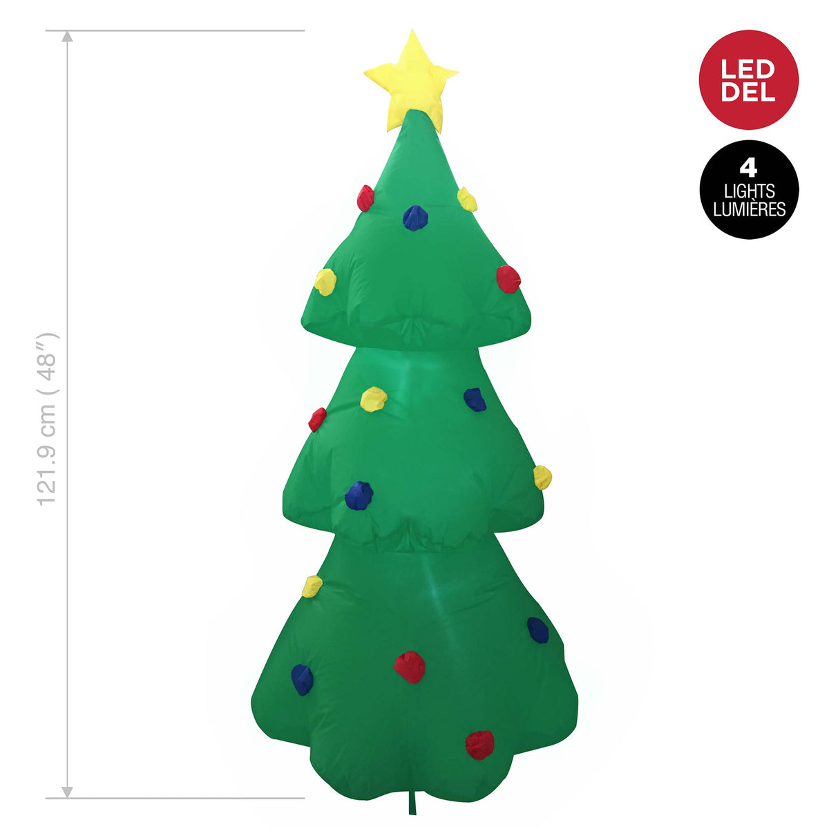 Arbre de Noël gonflable et illuminé par ampoules DEL, 4&#39;