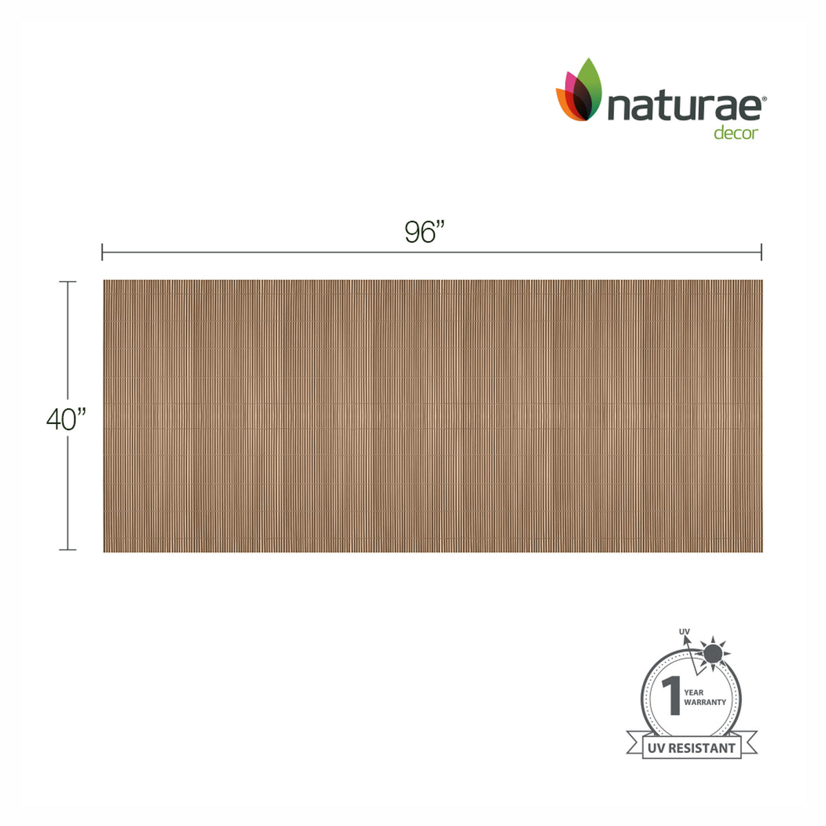 Écran d’intimité imitation bambou en PVC de 40" x 96", chêne