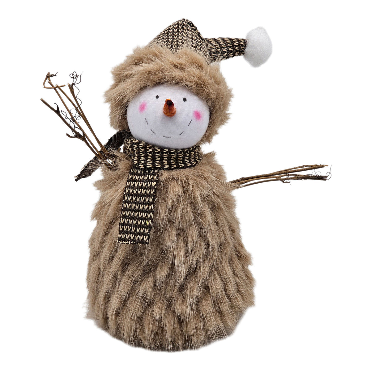 Bonhomme de neige en fourrure marron, 8''