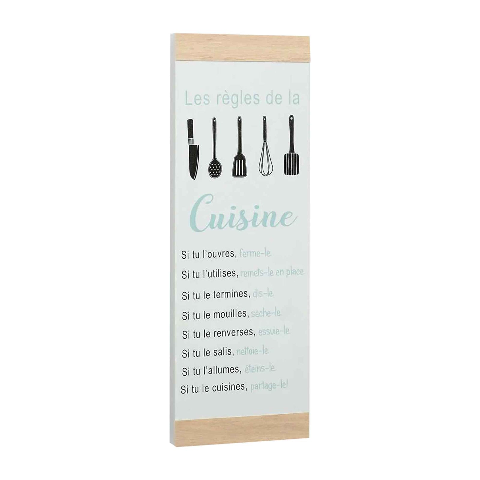 Plaque murale "Règles de la cuisine", 9,4" x 15,75"  
