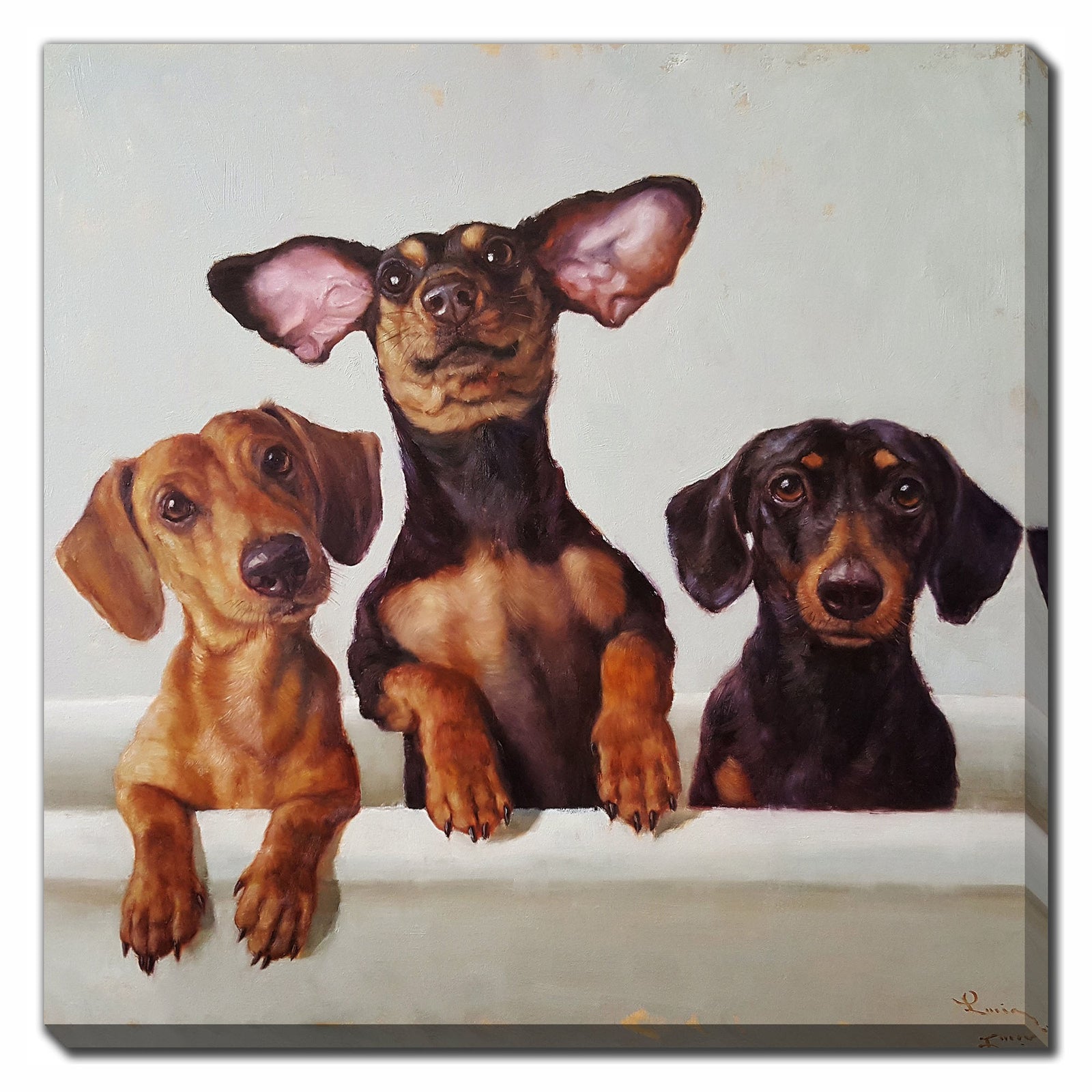 Canevas de chiens " Les 3 Amigos", 16" x 16"