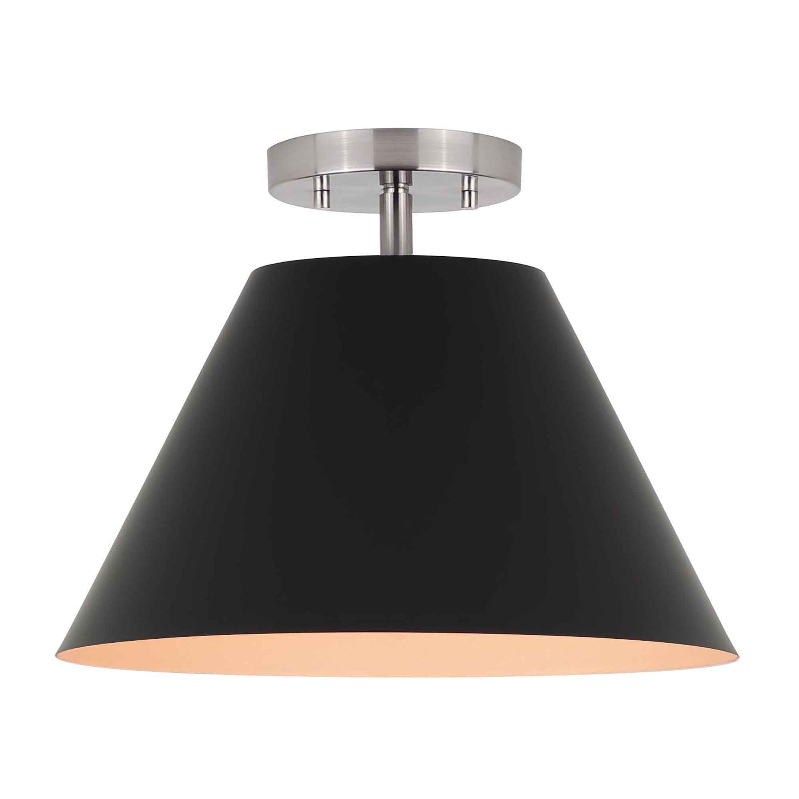 Semi-plafonnier Talia à 1 ampoule, noir et nickel brossé