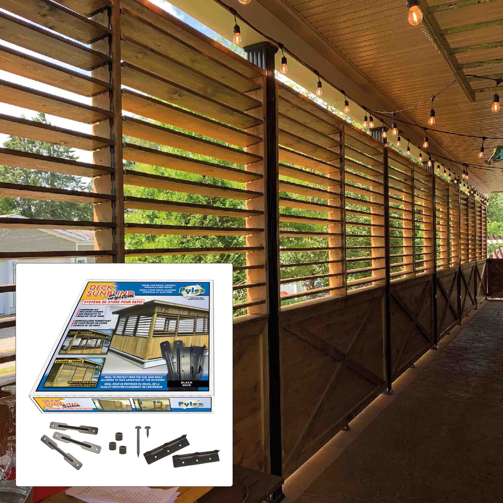 Système de store pour patio, noir