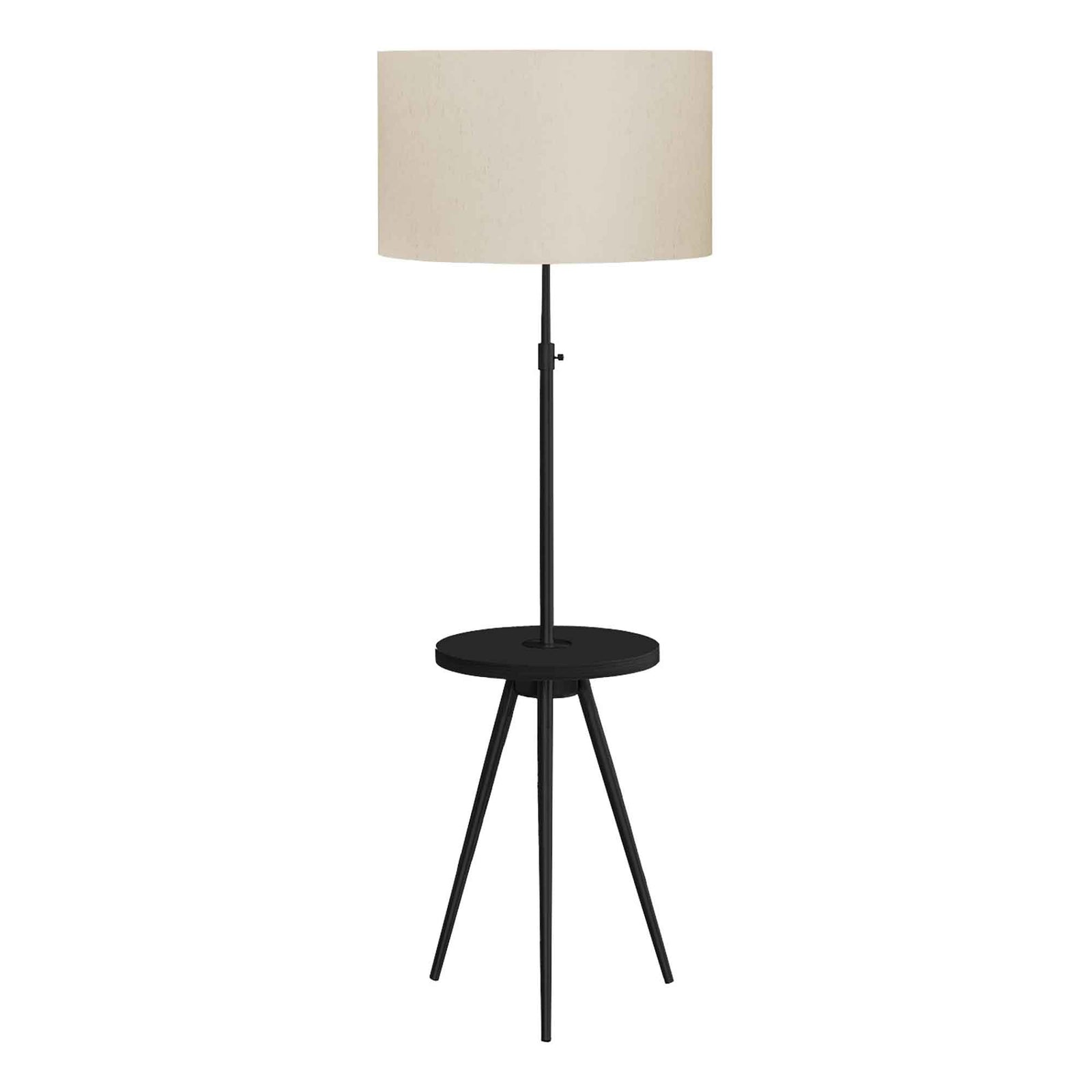 Lampe sur pieds avec tablette ronde intégrée, 55'' à 66'' (noir et ivoire)