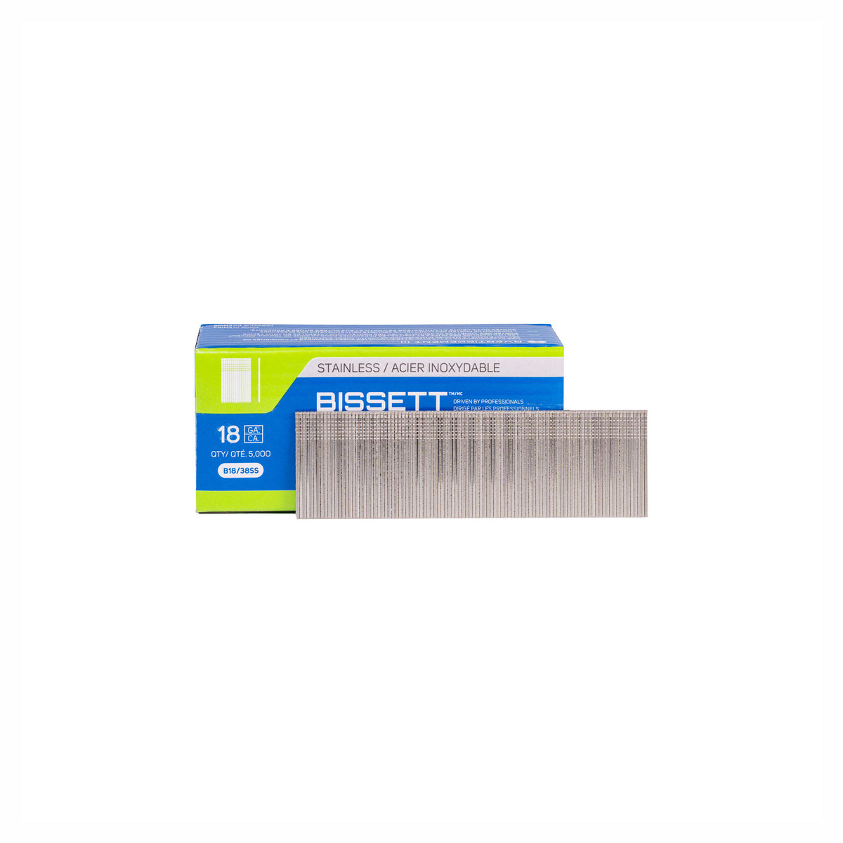 Clous de finition de calibre 18 en acier inoxydable, 1-1/2" (5 000 unités)