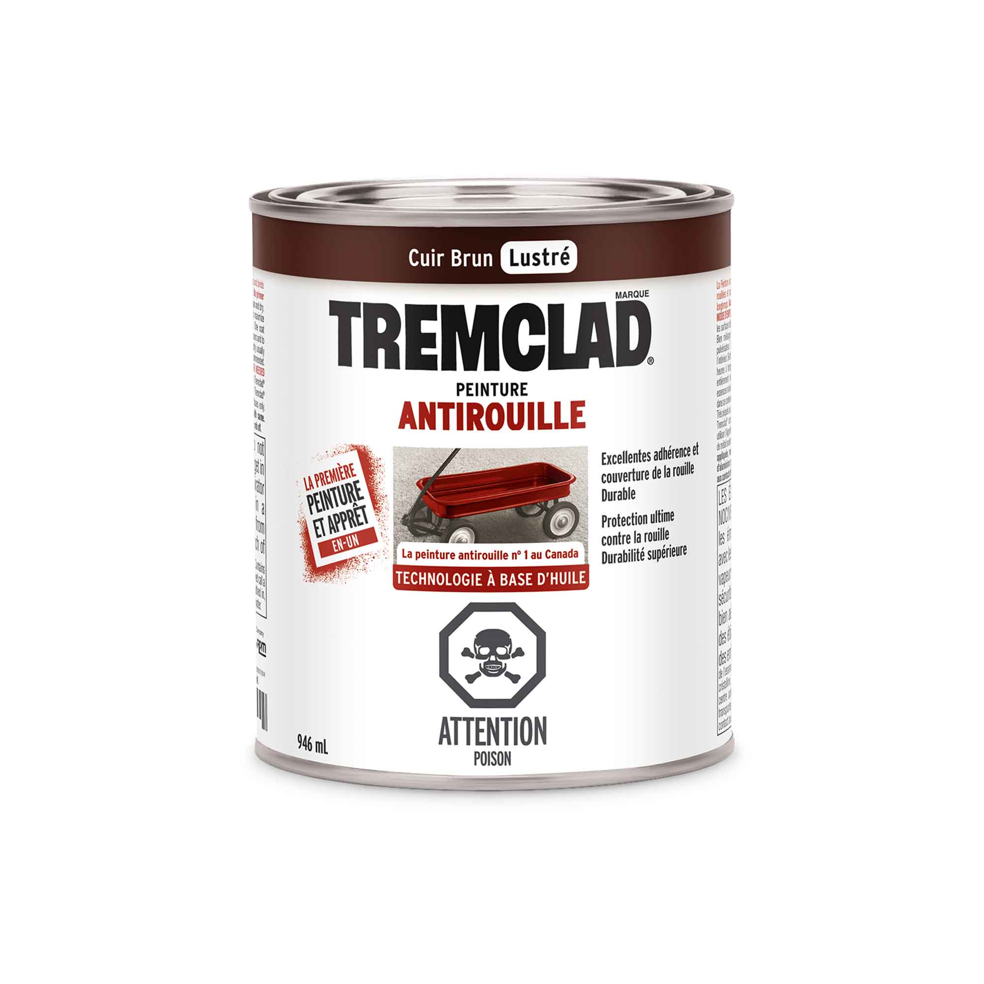 Tremclad peinture antirouille à base d'huile brun cuir lustré, 946 ml