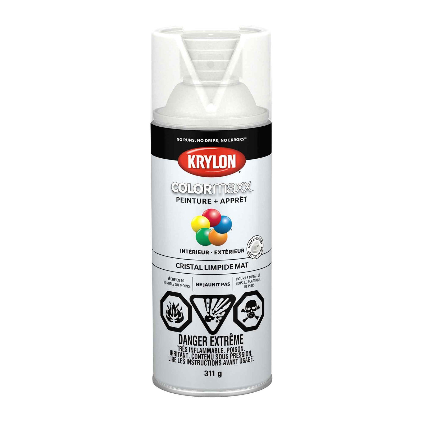 Krylon aérosol COLORMAXX peinture + apprêt cristal limpide mat, 311 g