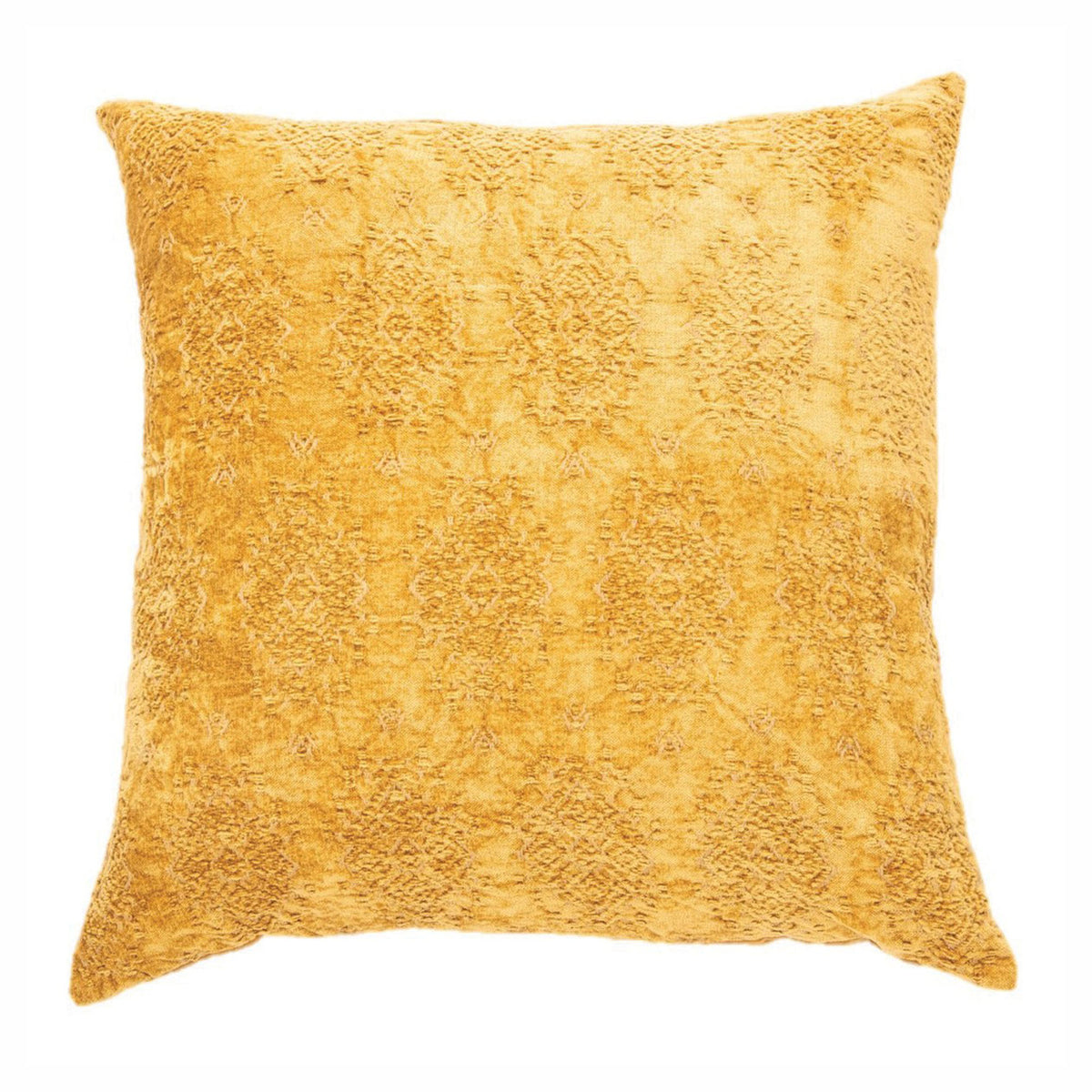 Coussin européen Toro en velours jacquard, 25" x 25" (moutarde)