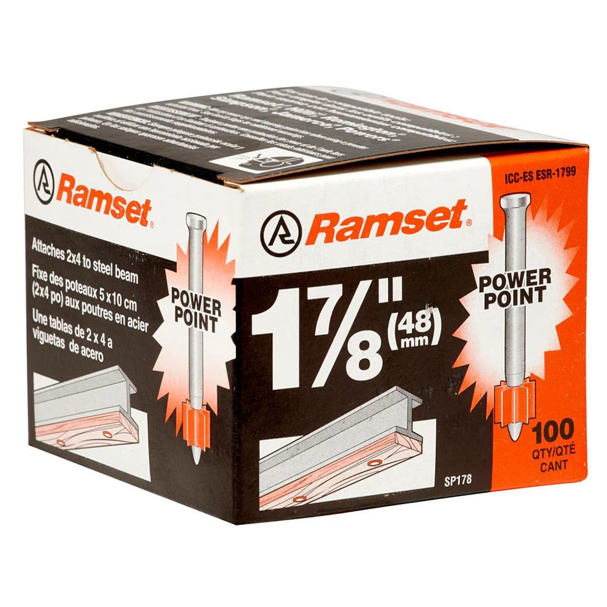 Goujon d'ancrage Power Point pour l'acier, 1-7/8" (100 unités)