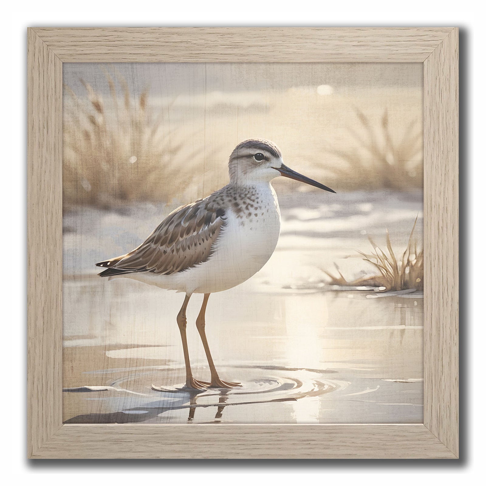 Toile avec cadre d'oiseau au bord de l'eau I, 12" x 12"