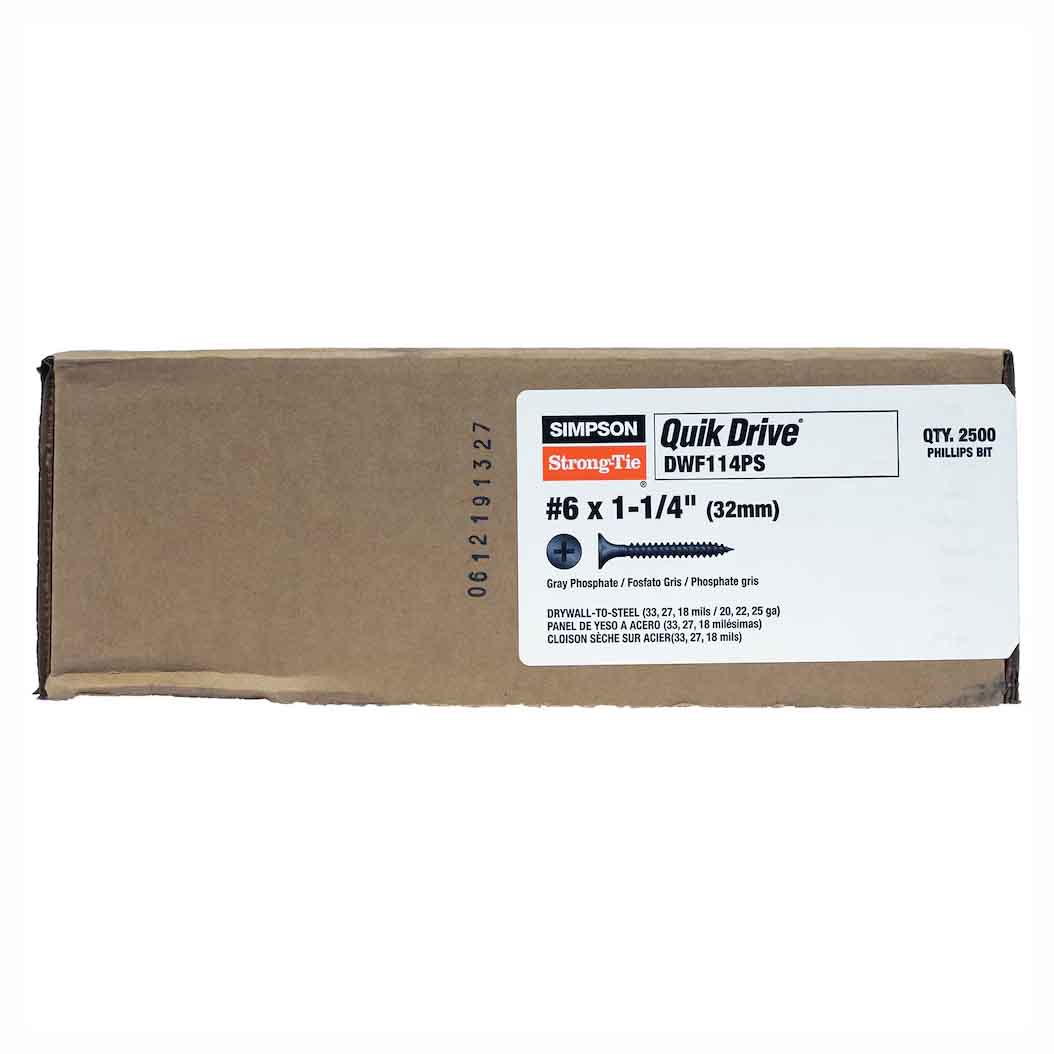Vis en bande Quick Drive pour cloison sèche sur acier, #6 x 1-1/4" (2 500 unités)