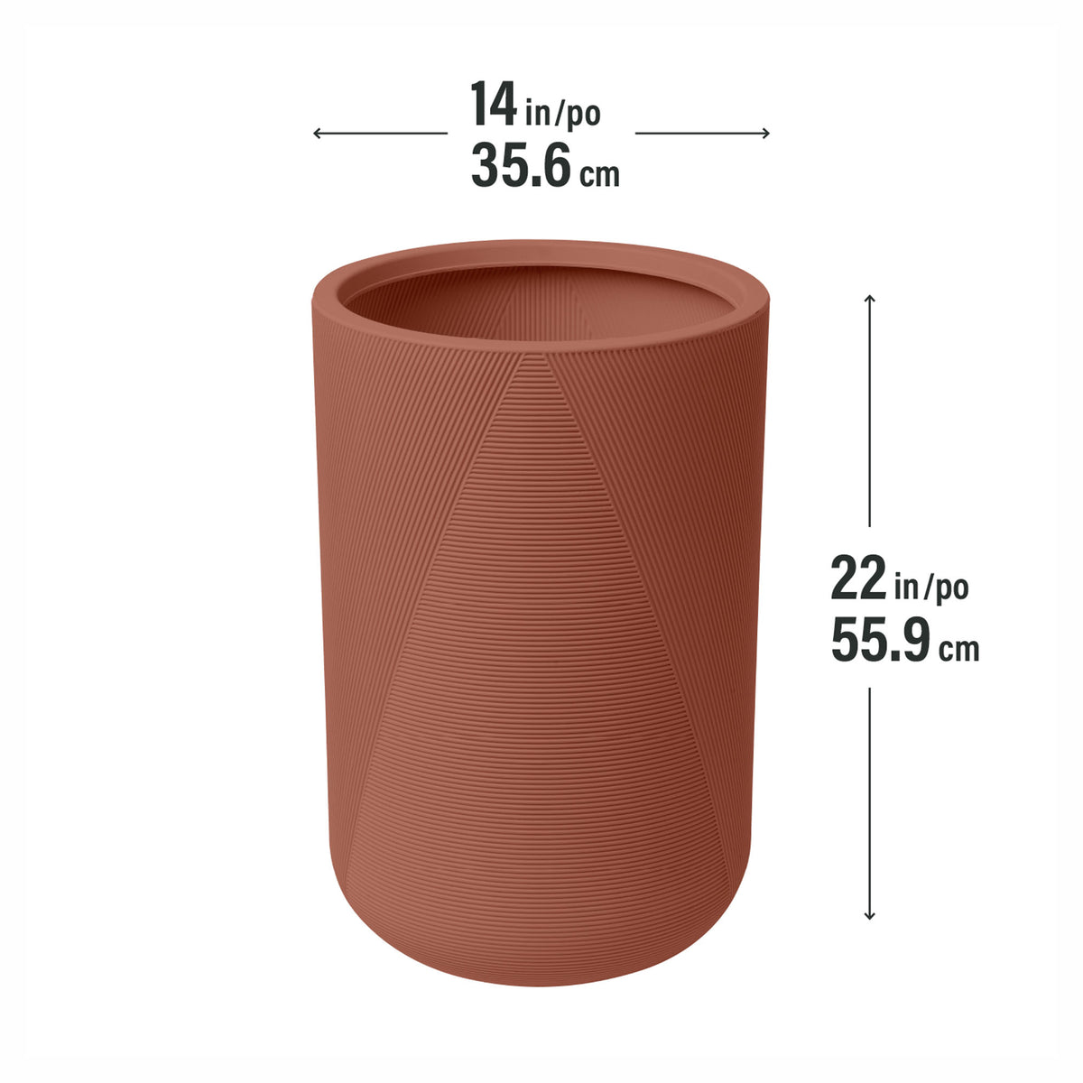 Jardinière Gavin en résine durable, 14" x 22" (argile rose)
